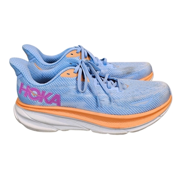 Hoka One One Clifton 9 Blue Trainers Sz 10.5 Sneaker Activewear Walking Running - Picture 1 of 13